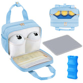 PIIOSER breastmilk cooler bag front view with pump pockets for on-the-go use.