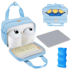 PIIOSER breastmilk cooler bag front view with pump pockets for on-the-go use.