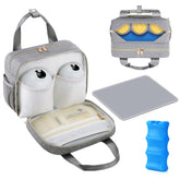 PIIOSER breastmilk cooler bag front pockets organize wearable pump pouches for on-the-go feeding.