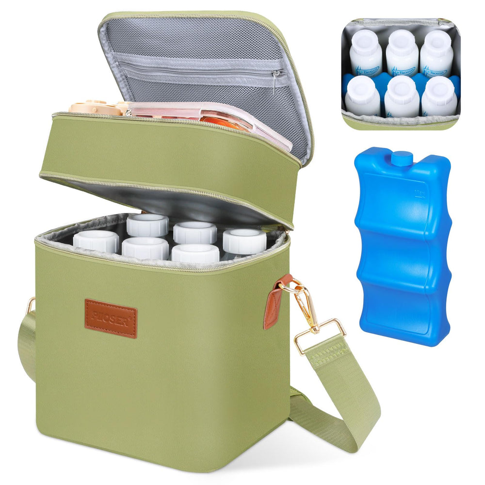 PIIOSER breastmilk cooler bag with ice pack keeps bottles cold on the go
