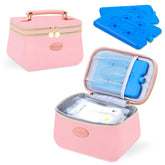 PIIOSER breast milk cooler bag pink XS, front view, portable for daycare.