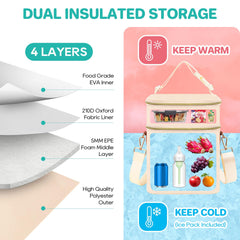 PIIOSER Breastmilk Cooler Bag top compartment stores pumps and accessories securely.