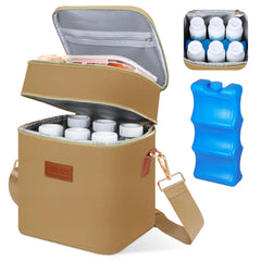 PIIOSER bag with bottom cooler compartment keeps six bottles cool for on the go feeding