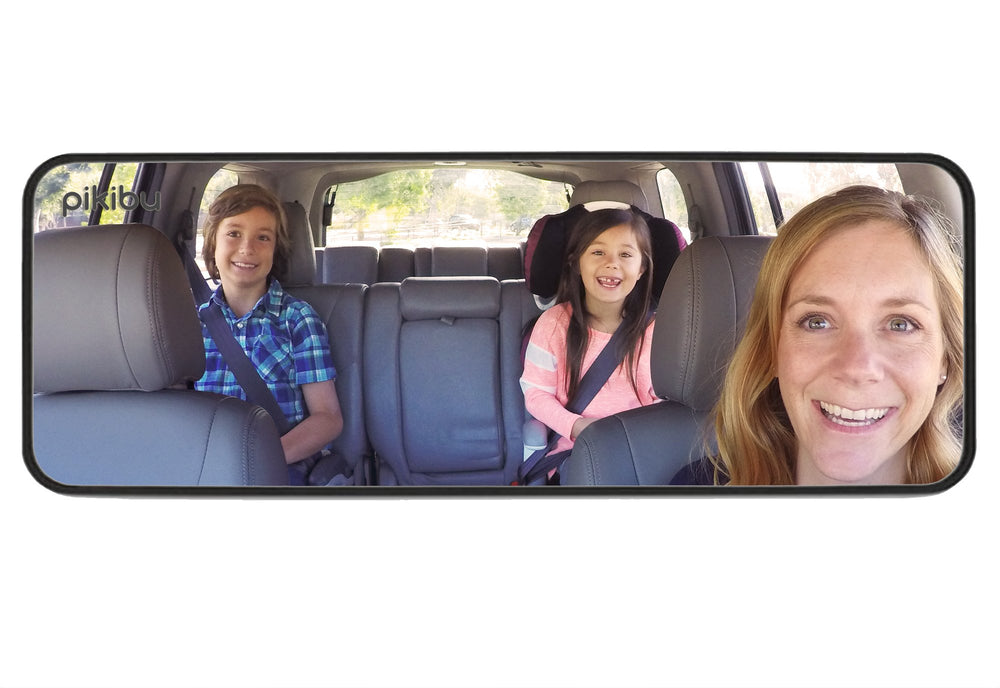 Pikibu family car mirror 180-degree view enhances rear visibility for busy families.