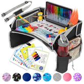 PILLANI kids travel tray secured on a car seat for stable road-trip sessions.