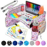 PILLANI Kids Travel Tray on a car seat in use for stable tablet entertainment