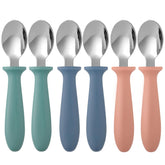 Pimoys stainless steel toddler spoons six-pack for durable self-feeding