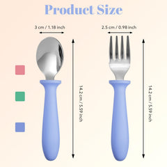 Pimoys toddler utensils with plastic handles for easy grip