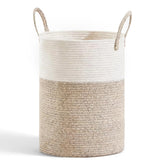 Pinbuton cotton rope laundry basket 58L showing breathable weave for fresh clothes.