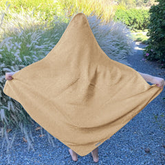 Pine & Palm Home hood closeup reveals plush terry texture and gentle feel.