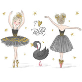 Pinenjoy Ballet two dancers wall sticker brightens a girl's room with elegant movement