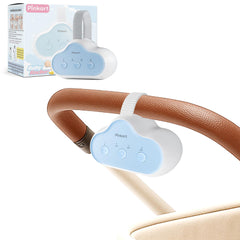 Pinkart rechargeable stroller rocker assembly shows quick one-button attachment for universal compatibility.