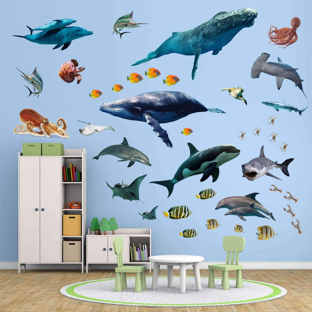 PinkEleph Under The Sea whale sticker adds playful ocean charm to a nursery wall