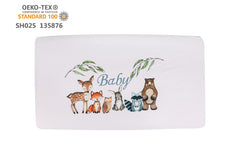 PINNKKU woodland crib sheet fitted to standard crib for easy care and snug fit