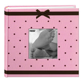 Pioneer Photo Albums Baby Dot Fabric Frame on pink-brown cover keeps memories organized.