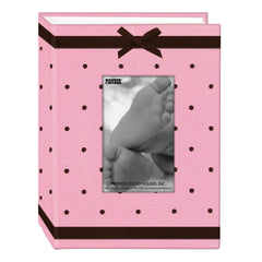 Pioneer BEM-100 pink photo album cover with embroidered fabric for keepsakes