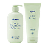 Pipette fragrance-free wash and shampoo for newborn skin, gentle cleansing.