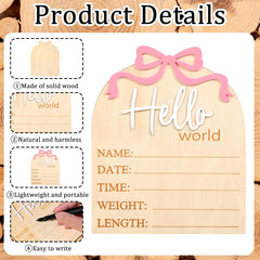 Piriuuo birth sign for hospital, wooden plaque with soft pink accents for nursery memories.
