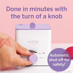 Pixie Cup boiler sterilizer lid open with interior ready for cleansing