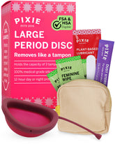 Pixie Cup menstrual disc base-fit offers comfortable placement for extended wear.