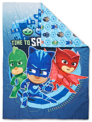 PJ Masks fitted sheet in bold blue supports comfy toddler sleep