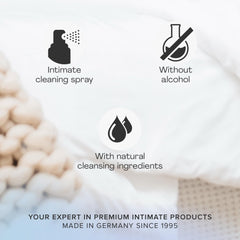 pjur med Clean Spray mist with fresh fragrance for daily use.
