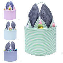 PKONEWNO Easter Bunny Basket mint with foldable ears, ideal for Easter eggs and gifts.