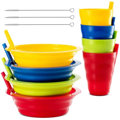 PLASKIDY bowls with built-in straws brighten mealtime and reduce spills