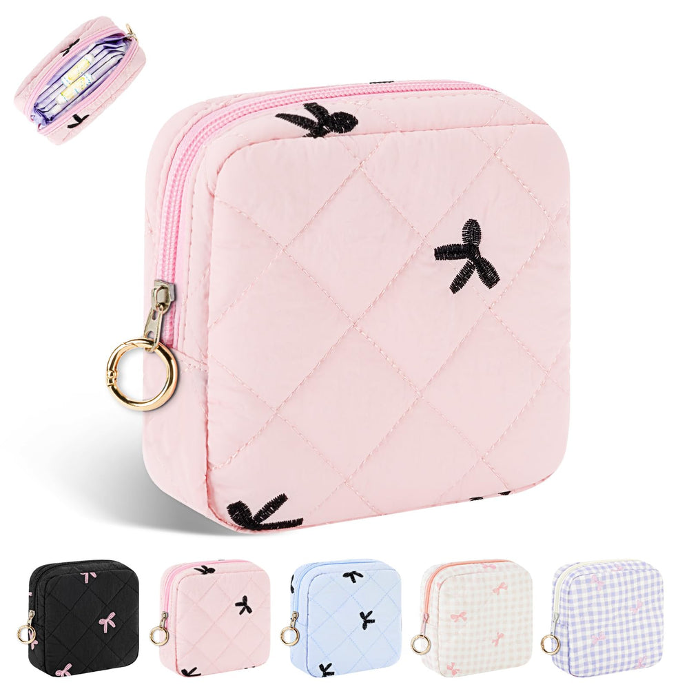 Playexen pink bow-tie period bag for discreet on-the-go storage