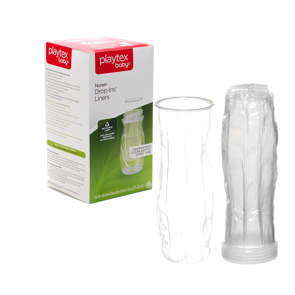 Playtex Baby Nurser bottle liners fit 8 oz bottles for a leak-free feed.