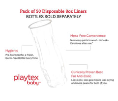 Playtex Baby Nurser liner inside bottle shows snug fit for leak-free feeds.