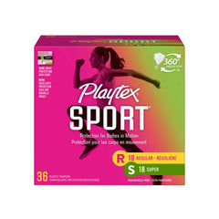 Playtex Sport tampons with Flex-Fit technology for active wear.