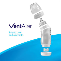 Diagram of VentAire anti-colic system showing air staying at the back of the bottle.