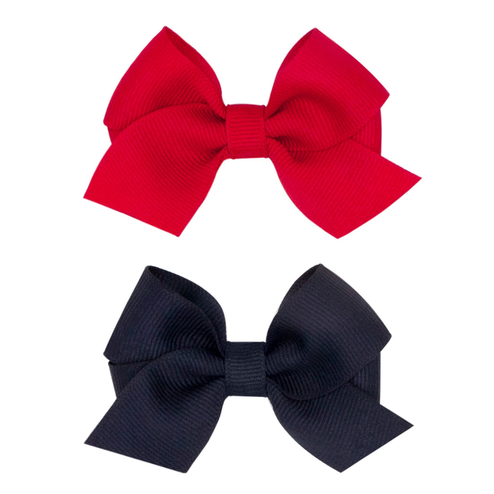 PLH two-pack mini front-tail grosgrain bows in two colors for daily outfits.