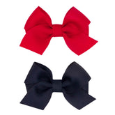 PLH two-pack mini front-tail grosgrain bows in two colors for daily outfits.