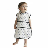 Plie full coverage bib front view protects toddler's clothes during messy meals.