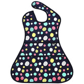Plie full coverage bib front view keeps toddler clothes clean during meals.