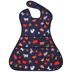 Plie full-coverage bib Navy Zoo protects outfits during meals.