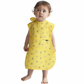 Plie full coverage bib yellow bear front view keeps clothes clean during meals.