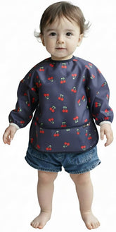 Plie long sleeve bib shows full coverage for meals and spills.