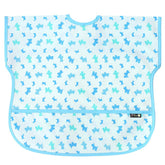 Plie short-sleeve bib blue puppy print with waterproof fabric keeps clothes clean during meals