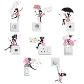 PLIGREAT flower-butterfly switch sticker collection adds whimsical outlet decor