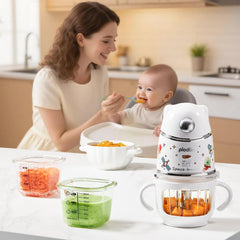 Plodon baby food processor stage recipes booklet highlights stage-based meal ideas.
