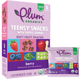 Plum Organics Teensy Fruits berry pouch close-up shows soft bite texture