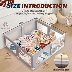 PLUUSHUU Baby Play Mat 3D animal and leaf prints encourage exploration