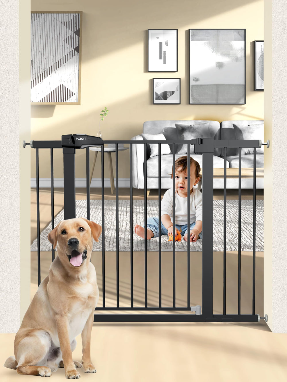 PLZOIT 36.2-inch extra tall gate for stairs provides secure barrier.