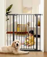 PLZOIT 36-inch extra tall gate on stairs provides a secure barrier.