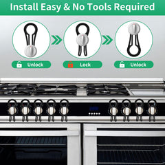 Poallu universal-fit knob locks adapt to many gas stoves and ovens.