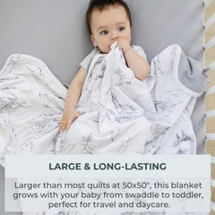 Close-up of ALWAYSOFT cotton-spandex blend on Pobibaby blanket
