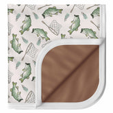 Pobibaby Gone Fishing blanket 50x50 laid flat for cozy warmth and growth.